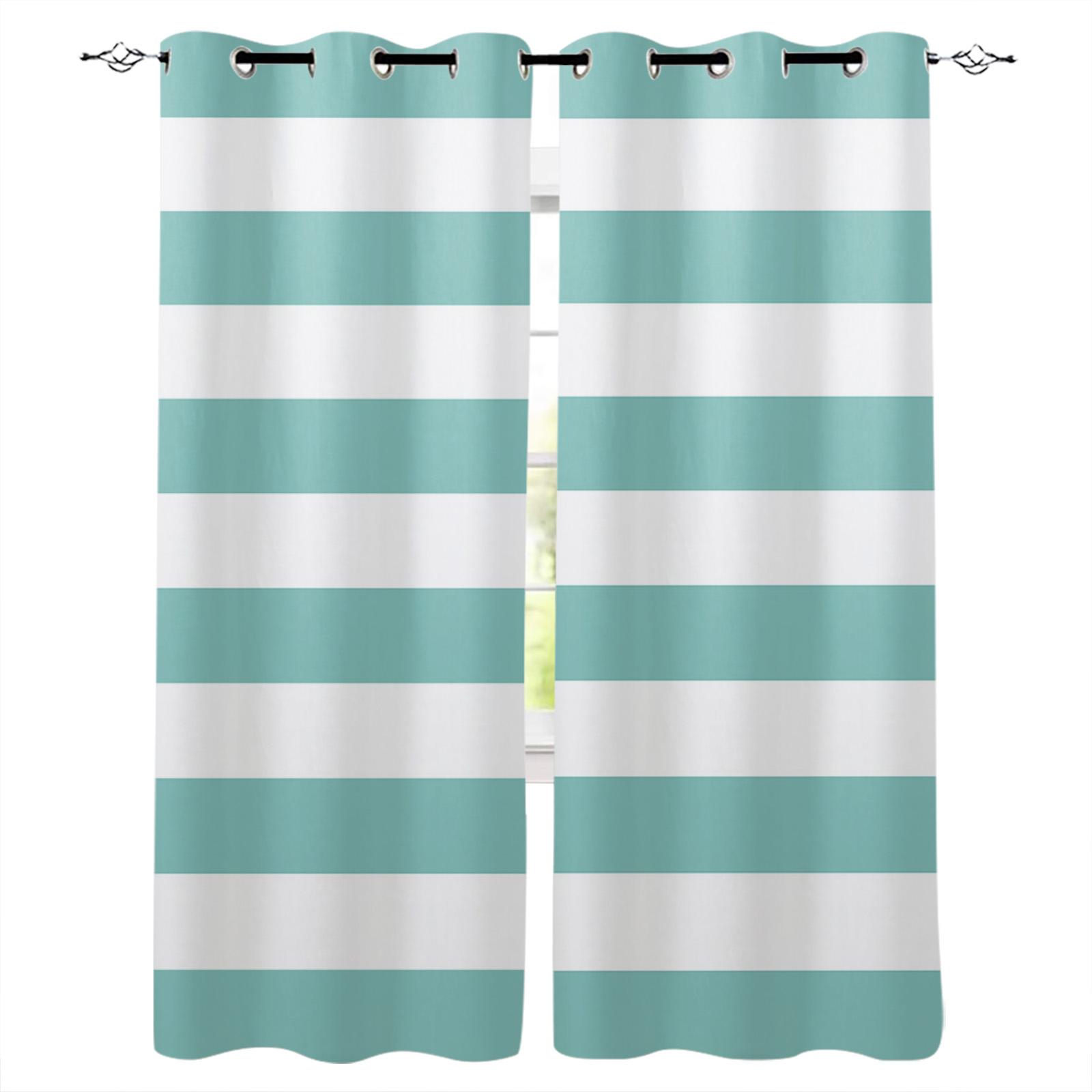 

Простые полосатые черно-белые оконные шторы для гостиной, спальни, кухни, подвесные шторы, декоративные шторы W50H130(CM)x2&Hook