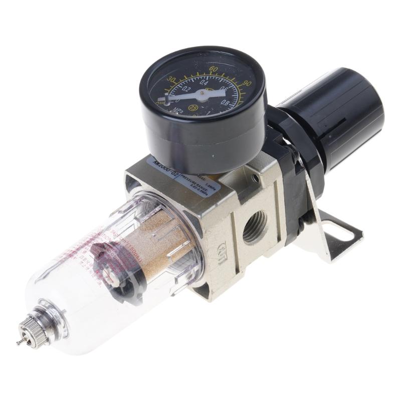 1/4 Zoll Luftkompressor Wasserabscheider & Druckregler mit Manometern Manuelle Ablassventile & Montagehalterungen Upgrades