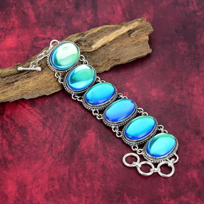 Mystic Opal 925 Solid Sterling Silver Bracelet Jewelry, Handmade Beauteous Jewelry, Amazing Gemstone Adjustable Chain Bracelet Gift For Sister