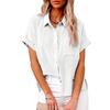 Damen Casual Leinen Kurzarmhemd Sommer Einfarbig Locker Top