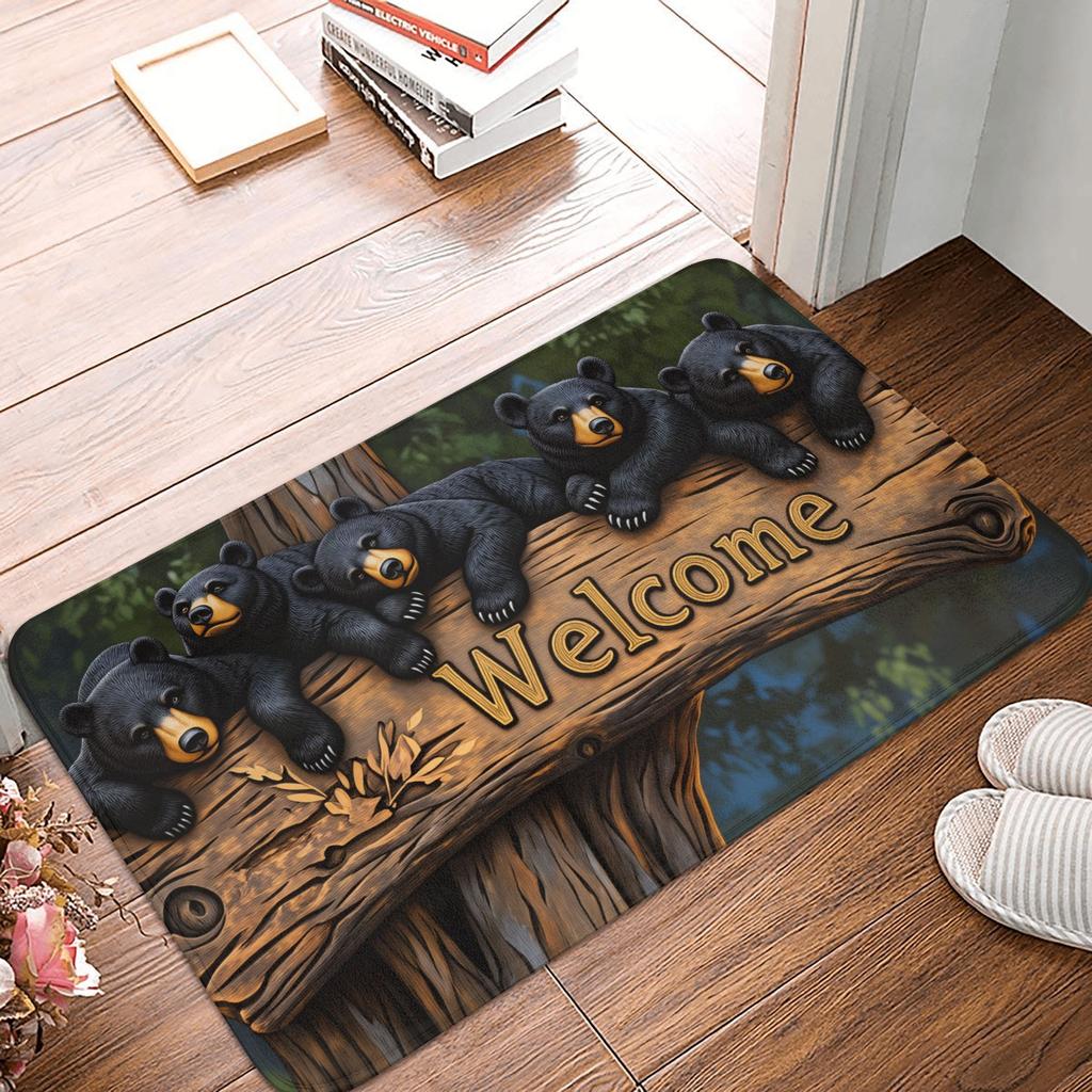 Süße Schwarz-Weiß-Katze Willkommen Boden Tür Bad Küchenmatten Anti-Rutsch Außen Fußmatte Garage Eingang Teppich Fußmatte