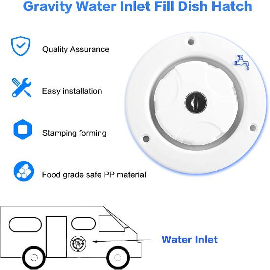 Wohnmobil Frischwasser-Einfüllstutzen Ersatzklappe Schwerkraft-Wasserbefüllkappe mit 2 Schlüsseln für Wohnmobil-Tanks Wohnwagen Wohnmobil Anhänger Wohnmobile Teile (Weiß)