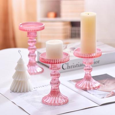 Creative Christmas Light Luxury High Footed Glass Candleholder Home Candleholder Base Romantic Wedding Table Creative Home Decor