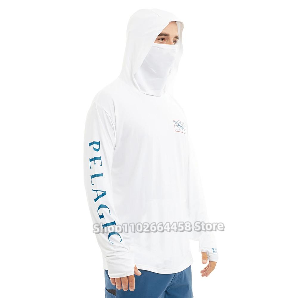 PELAGIC camouflage fishing suit for men and women long-sleeved mask hoodie sun protection breathable fishing suit can be