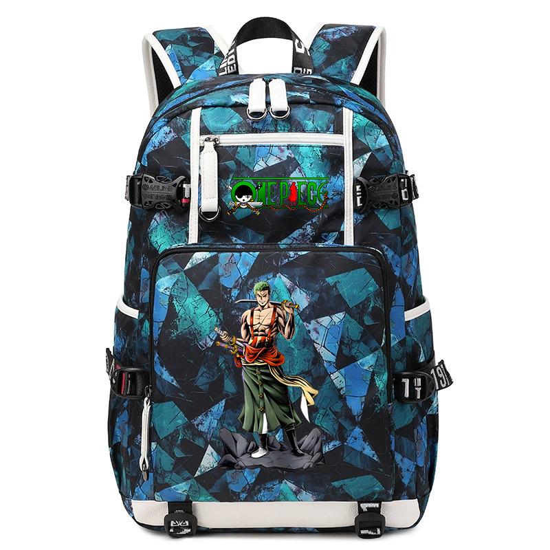 One Piece Zoro Print Large Capacity School Backpack For Kids Teens Anime Bookbag