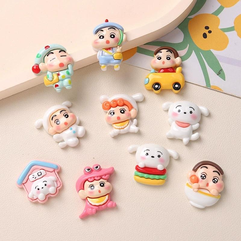 10pcs/set Cartoon Crayon Shin-chan Anime Model Pajamas COS Resin Accessories Cream Glue Phone Case Refrigerator Material Patch
