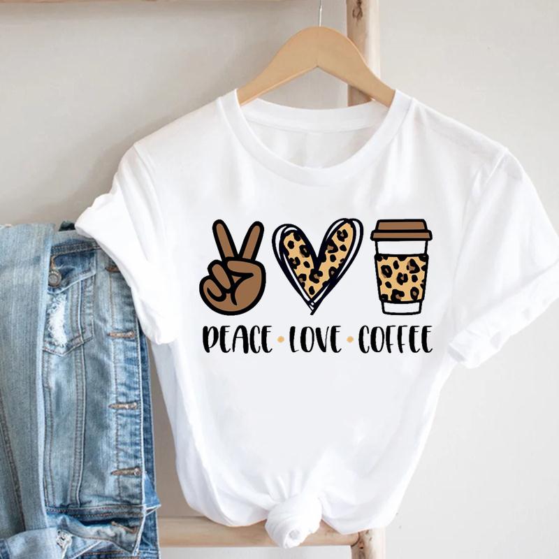 90s Star Leopard  Spring Tee Top Summer Fashion Women Print T-shirt Lady Female Clothing Casual Short Sleeve Graphic T-shirt