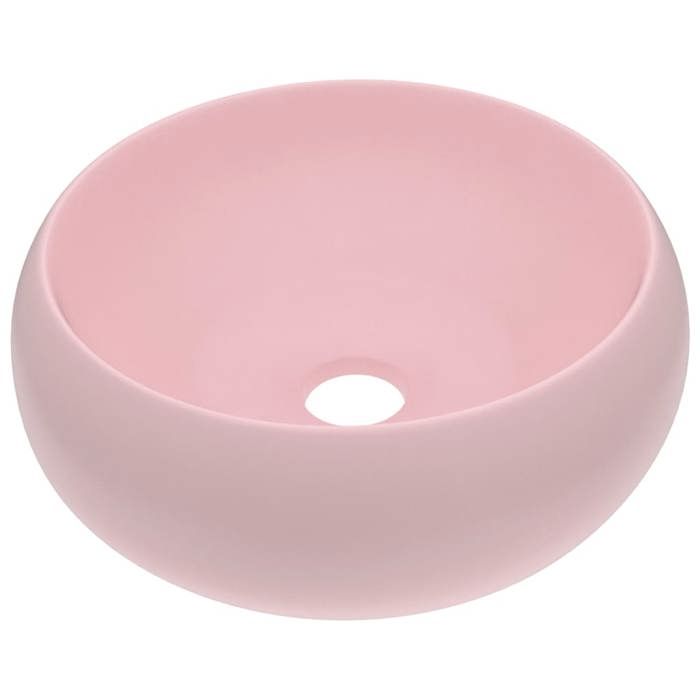 VidaXL Round Luxury Washbasin Countertop Toilet Sink Bathroom Kitchen Cloakroom Home Interior Pink 146999