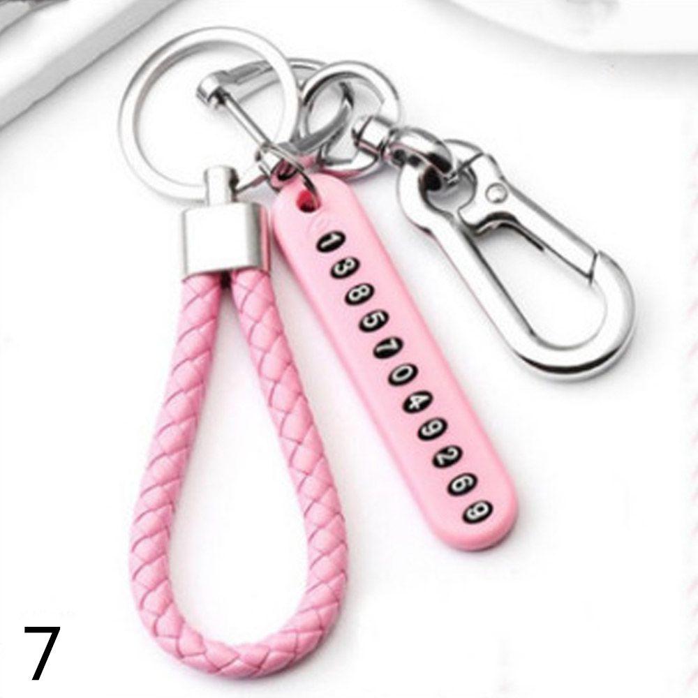Jewelry Weave DIY Bag Pendant Key Chain Phone Number Plate Keyring Leather Anti-lost Car Keychain