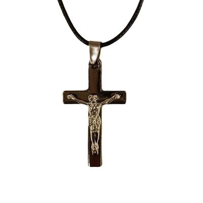 [R8082] - Gothic Silver 'Cross' Necklace - 40x25 Mm