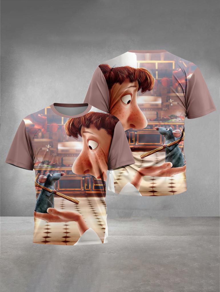 Summer Round Neck Cartoon Hotel Transylvania Pattern 3D Printed Top Fashionable Casual Short Sleeved Children's Boy T-shirts