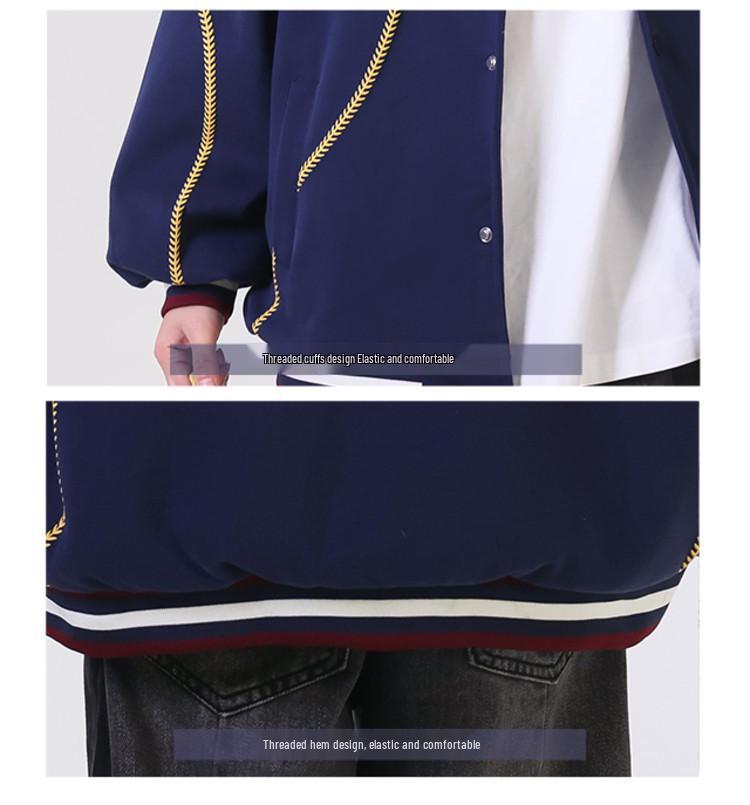 2026 Retro High Street Baseballjacke für Jungen mit Stickerei - Schwere Freizeit-Frühlings-/Herbst-Oberbekleidung