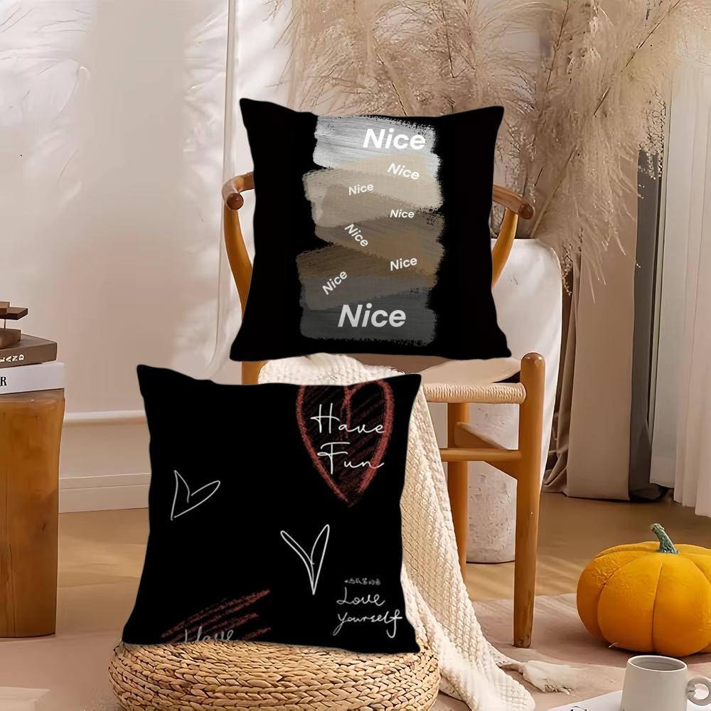 Black And White Series Cushion Cover Short Plush Double-Sided Printing Home Machine Washable In Warm Winter Pillow Cover
