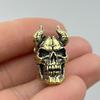 Brass Horned Skull Head Knife Bead Punk Edc Outdoor Diy Paracord Woven Lanyard Pendant Retro Umbrella Rope Bracelets Accessories