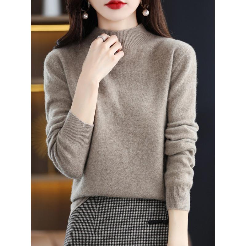 

DAFIFY Женская мода повседневная осень-зима однотонный принт длинный рукав полуводолазка свитера M верблюд