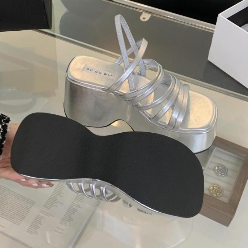 Comfortable Narrow Band Platform Women Sandals Summer Ankle Strap High Heeled Slippers New Fashion Non-slip Beach Casual Shoes