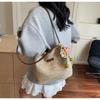 Fashionable Woven Straw Women'S Shoulder Bag Large Capacity Tote Bag Summer Holiday Style Polyester Material Bag