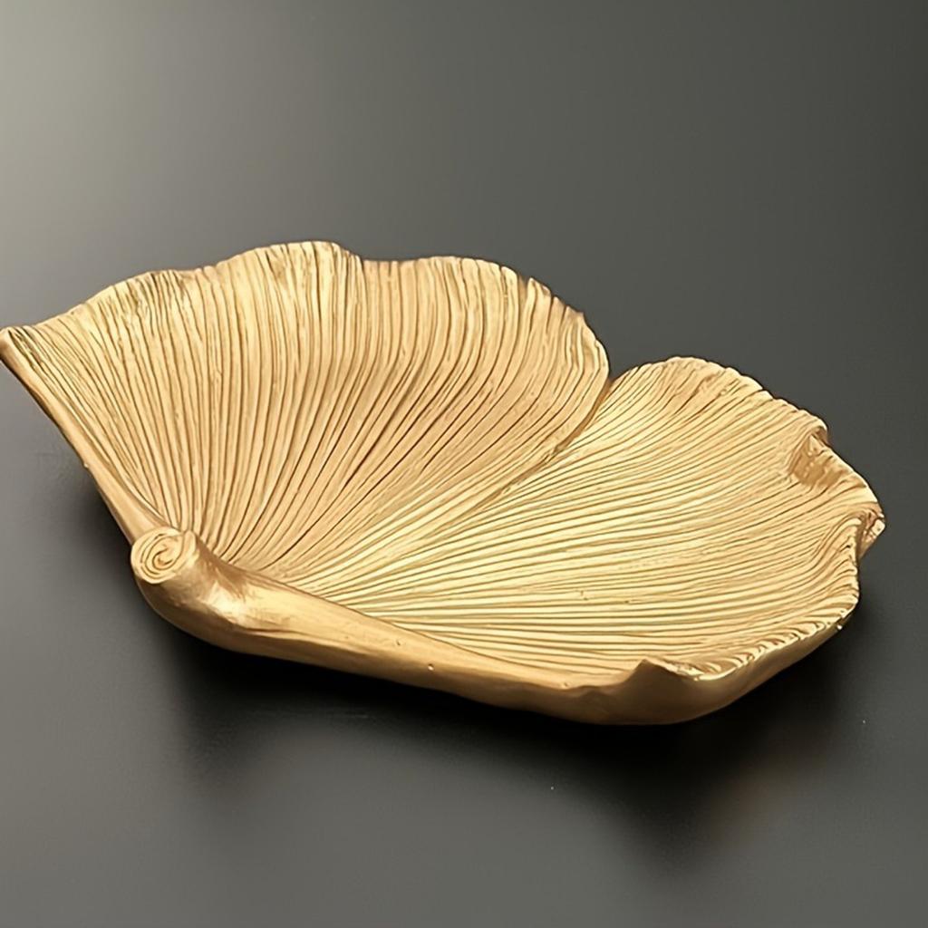 Nordic Golden Leaf Resin Tray for Keys Watches Storage Jewelry Organizer Home Entrance Decoration