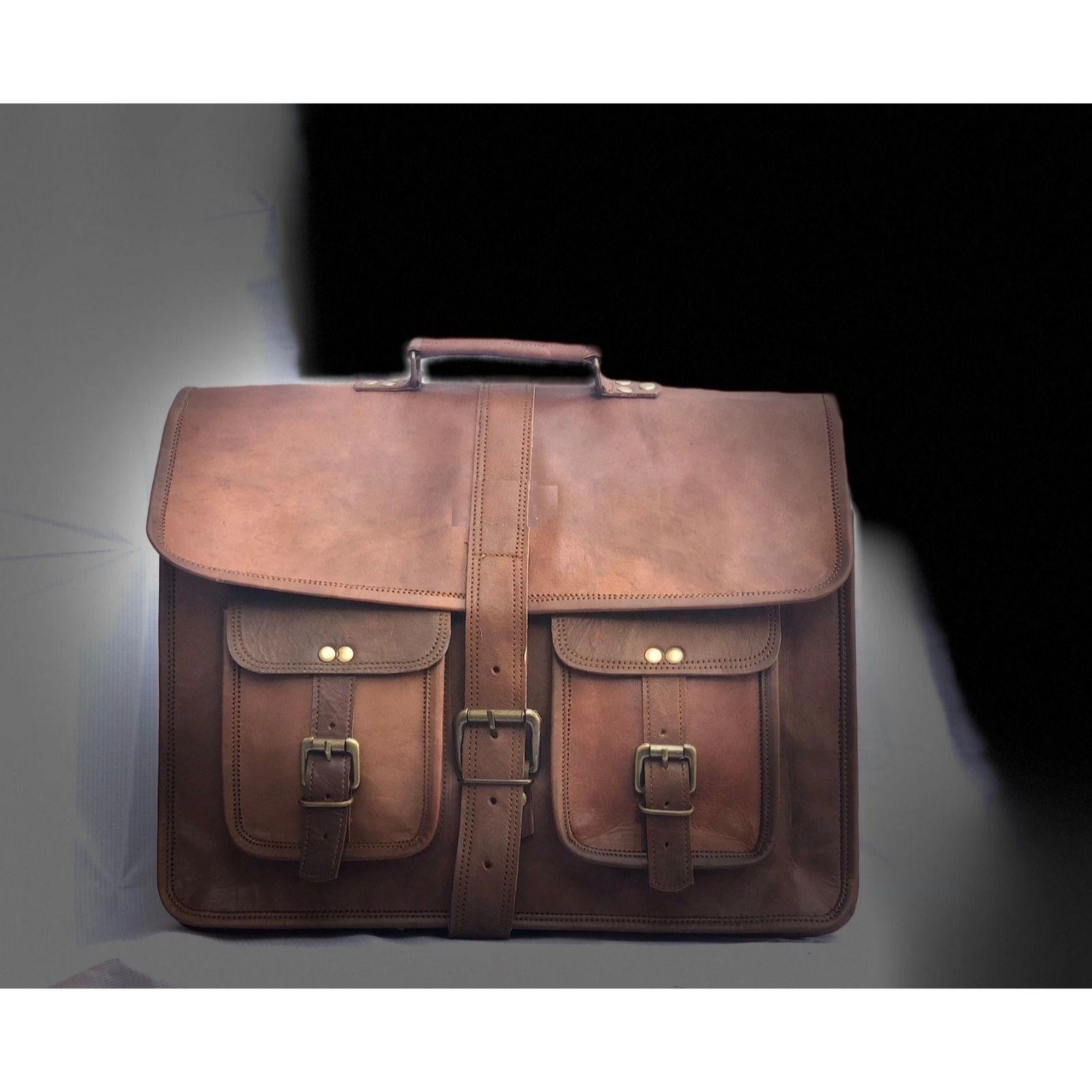 

Мужской винтажный мессенджер из натуральной коричневой кожи 18 x 14 x 6 in