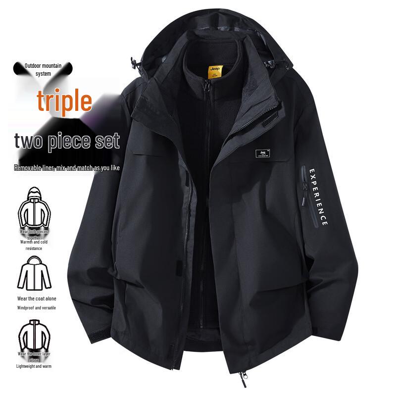 JEEP Men s 3-in-1 Outdoor Windproof Jacket 4XL