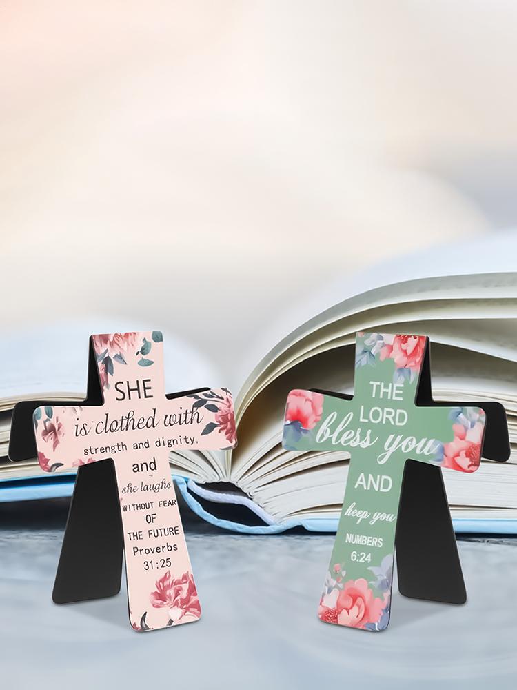 Magnetic Cross Bookmarks Christian 96 Pieces Floral Marks Markers Religious Bible Verses for School Prayer Education Church