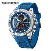 SANDA 5104 New Large Dial Dual Screen Multi Functional Outdoor Silicone Strap Sports Waterproof Men's Electronic Quartz Watch