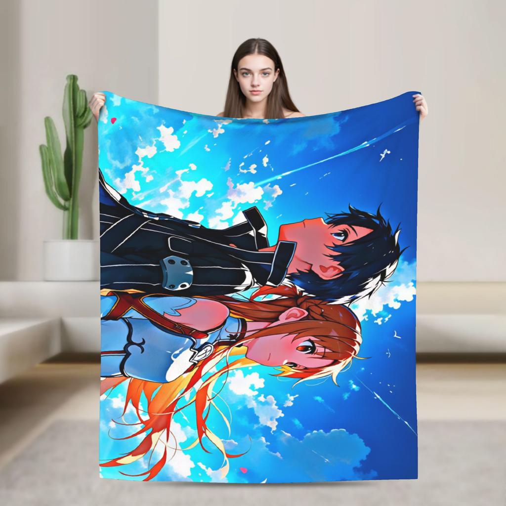 Soft Warm Blanket Picnic Sword Art Online Throw Blanket  Flannel Bedspread For Bedroom Fashion Sofa Bed Cover