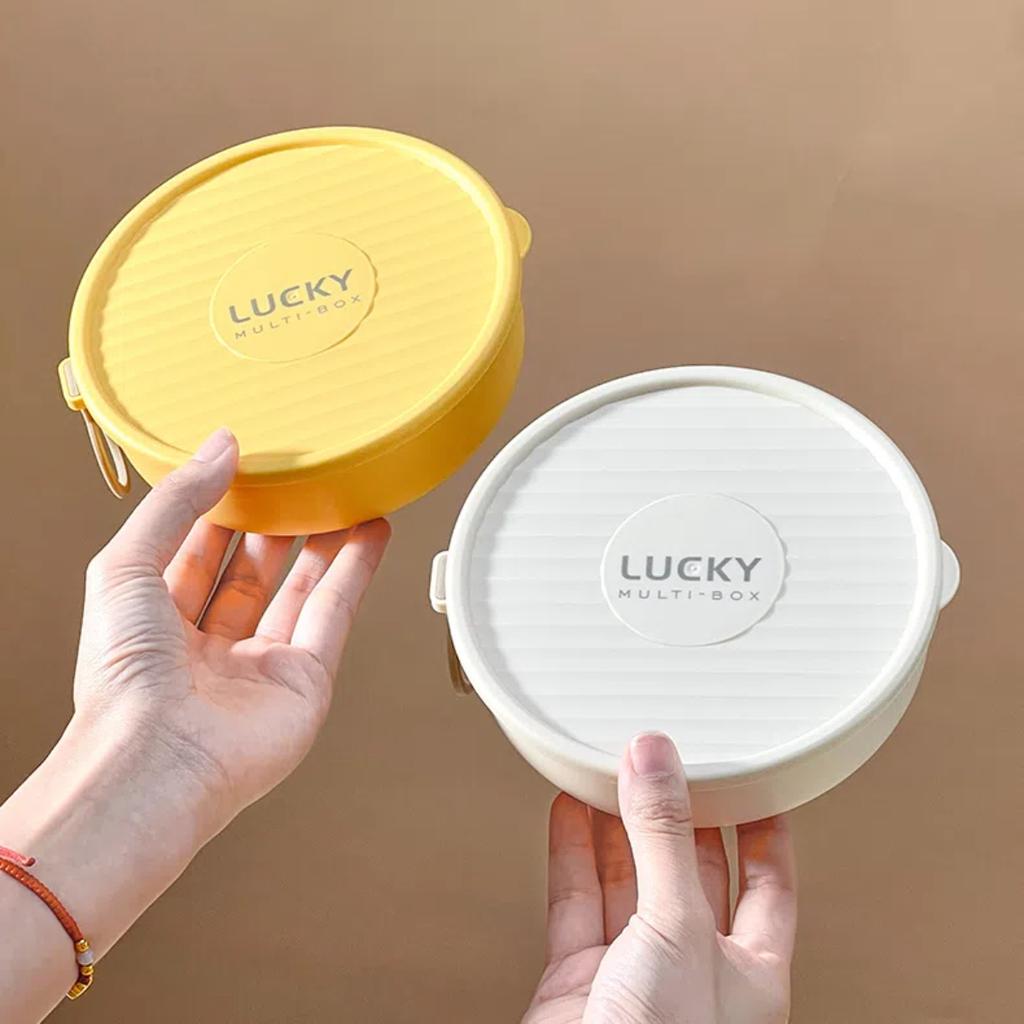 WORTHBUY Plastic/304 Stainless Steel Lunch Box For Student Kids Portable Microwave Round Leak-proof Fruit Salad Lunch Container