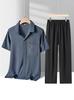 Men's Summer Short-Sleeve Loose Fit Suit Set for Middle-Aged & Elderly