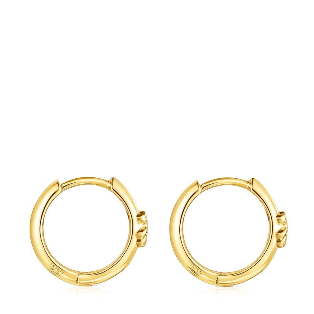 Silver Vermeil Tous Basics Bear Hoop Earrings/Earrings/011183530