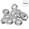 Hex Nut 12 Pcs Silver M6 Metal