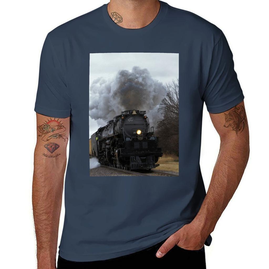 Big Boy 4014 Smoke And Steam In Black Wolf Kansas Tshirt Plus Size Simple Casual Top Tshirt