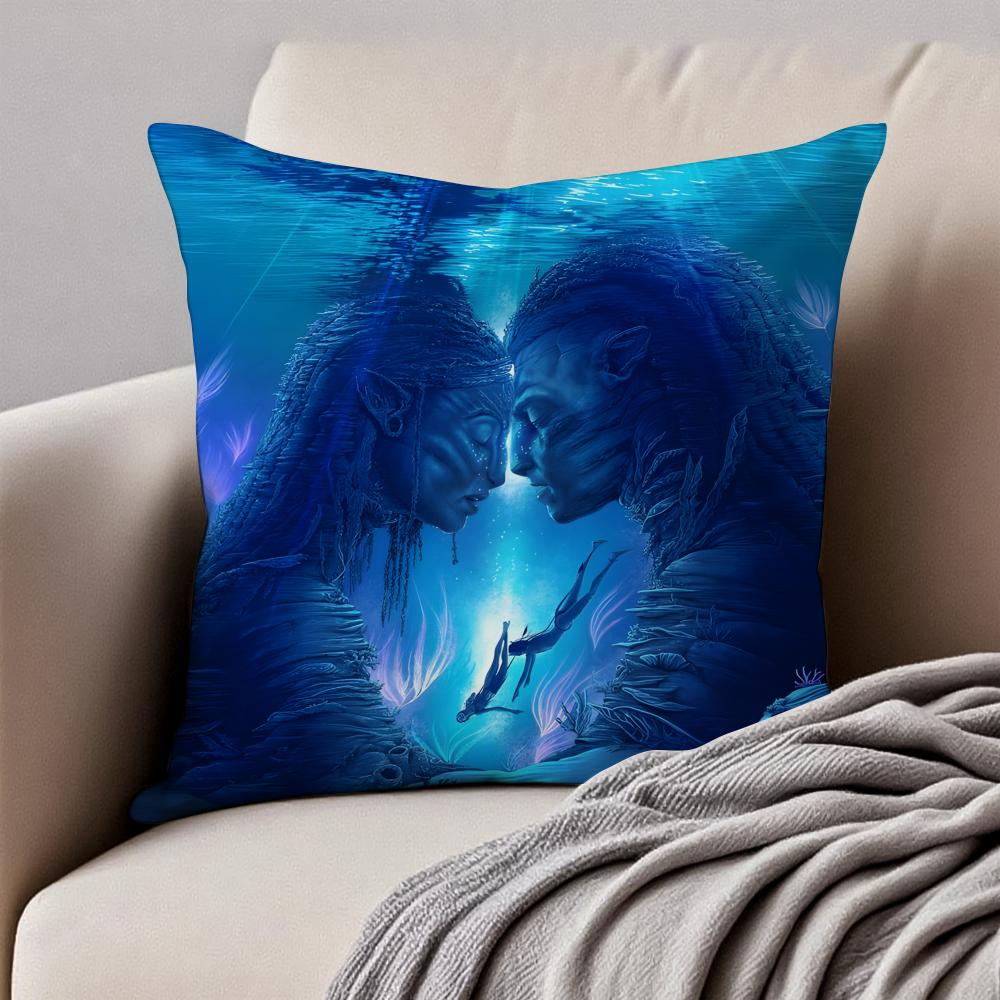 Epic SciFi Movie AAvatar The Way of Water Cushion Cover Pillowcase Antidustmite Invisible Zipper Short Plush Sofa Cushion