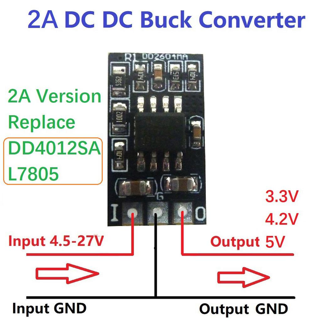 2A DC-DC Converter 4.5V-27V To 3.3V 4.2V 5V Buck Power Supply Module DD4012SA DD2712SA L7805 Upgraded Version Step Down Board