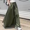 Falda Larga Paraguas para Mujer Streetwear Cintura Elástica Jupes Verano Bolsillo Oversize Falda Casual Suelta Sólida Faldas Maxi