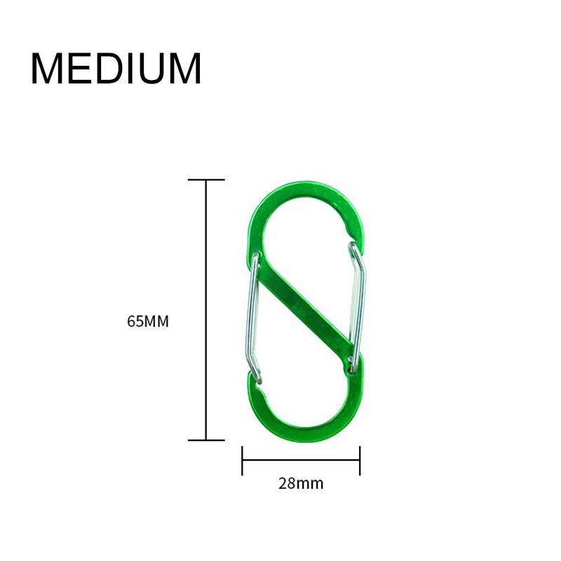 

S-образный двойной карабин, брелок, замки-молнии для рюкзаков, карабин, скользящий замок, алюминиевый сплав, большой, средний, маленький карабин для кемпинга 6.5*2.8cm