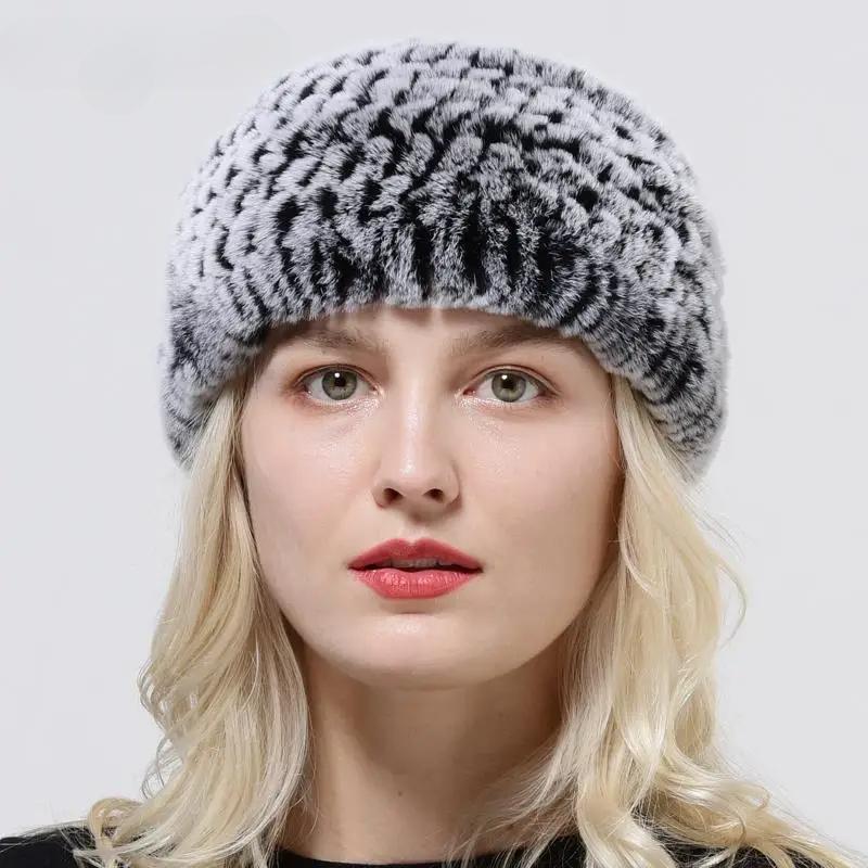 Knitted Ring Scarf Women Natural Rex Rabbit Fur Neckwarmer Winter Warm Fashion Female Scarves