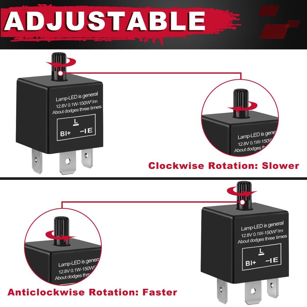 MKBKLLJY 2pcs Electronic LED Flasher Relay 3 Pin 12.8V 0.1W-150W c/m Motorcycle Turn Signal