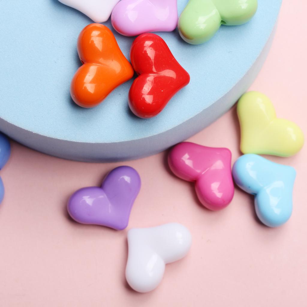 17mm*22mm 5pcs/bag Solid Colored Candy Color Heart-shaped Large Beads For Jewelry Making Handmade Accessories DIY Handmade Material