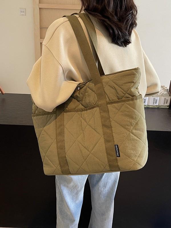2025 Neue Übergroße Baumwollgepolsterte Tragetasche - Grenzüberschreitend Japan & Südkorea Herbst/Winter Schulterhandtasche für Damen