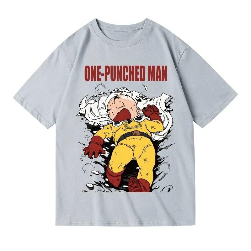 One-Punch Man Saitama Funny Parody Knockout Manga Graphic T-Shirt White Unisex Oversized Casual Anime Streetwear T-shirt