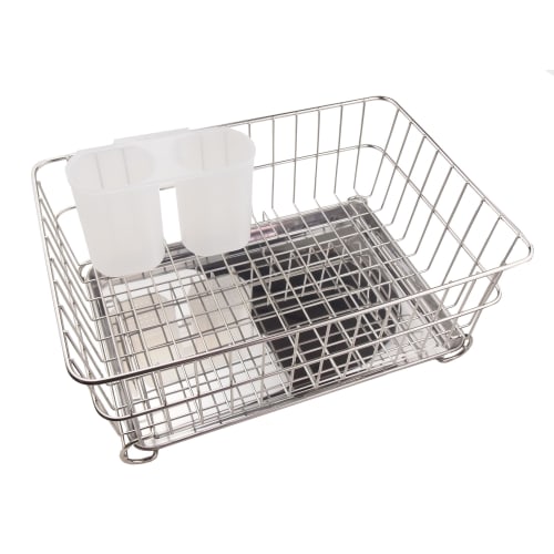 PEARL METAL Dish Drainer, Mini, Sliding Type with Tray, Stainless Steel, Alphage, H-9543