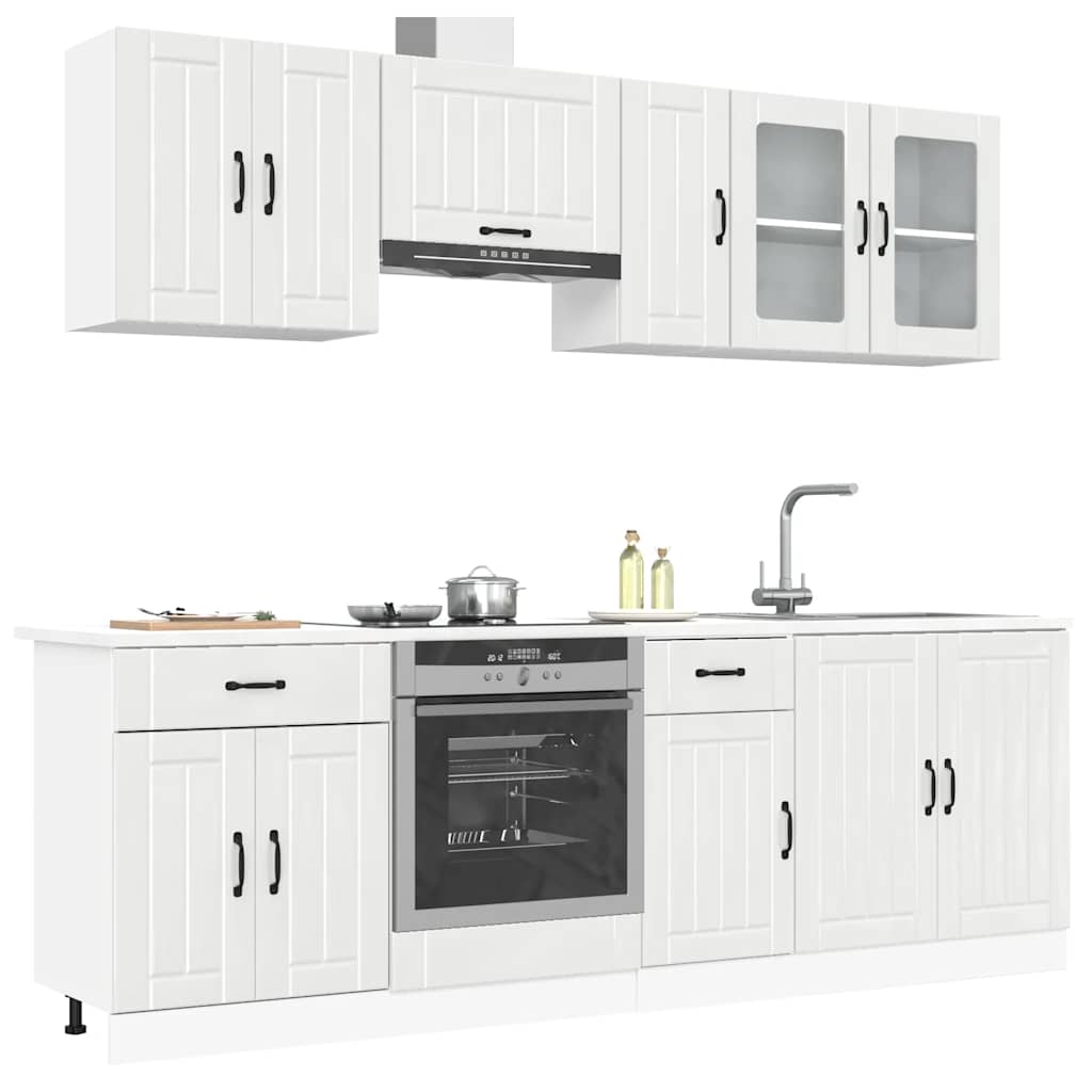 Juego de Armarios de Cocina de 8 Piezas, Blanco de Alto Brillo