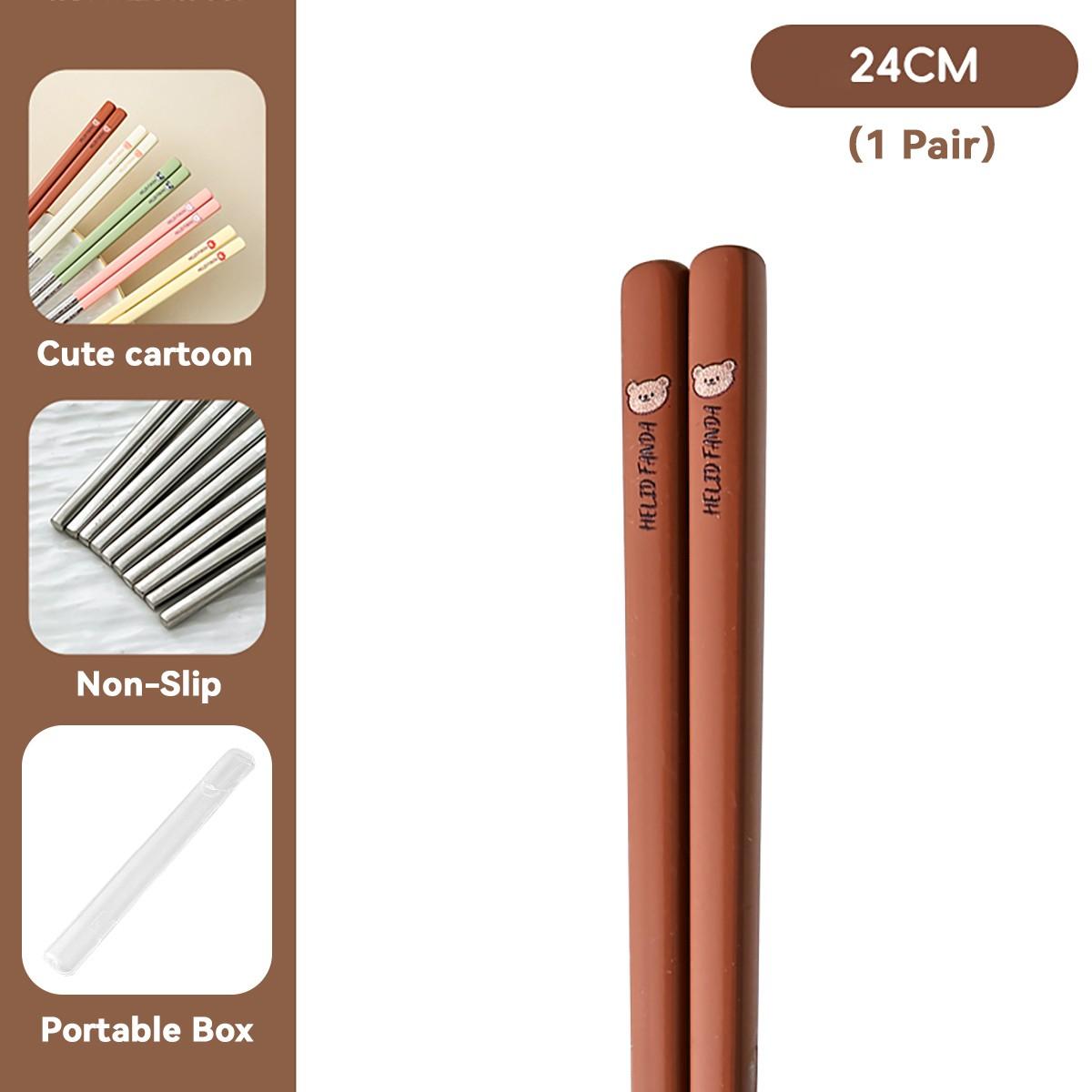 

1/5 Pairs Portable Cute 316 Stainless Steel Non Slip Chinese Chopsticks With Box Reusable Sushi Stick Dishwasher Safe Tableware