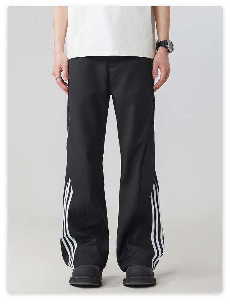 Muchi Odzież Męska: Dekonstruowane Spodnie High Street Luźne z Szerokimi Nogawkami na Zamek