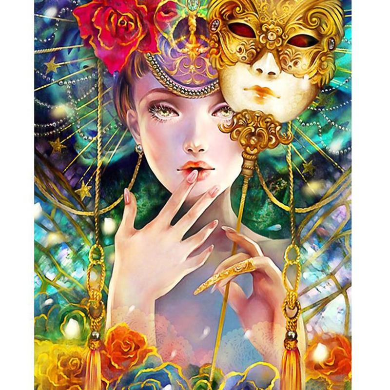 5D DIY Full Drill Diamond Painting Masked Girl Cross Stitch Embroidery Gift BEST 5D DIY Full Drill Diamond Painting Masked Girl Cross Stitch Embroidery Gift BEST