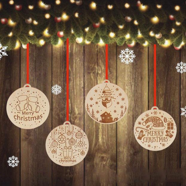 

Новые Деревянные Рождественские Украшения, Круглые Детали, Подвесные Украшения, Деревянные Подвески, Подвесные Украшения для Рождественской Елки, Подвесные Украшения 5pcs