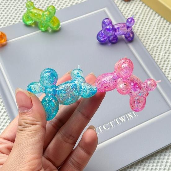 Dog Shape Sensory Toy Stress Relieving Balloon Toy Soft Glitter Squeeze Clear Puppy Fidget for Anxiety Relief
