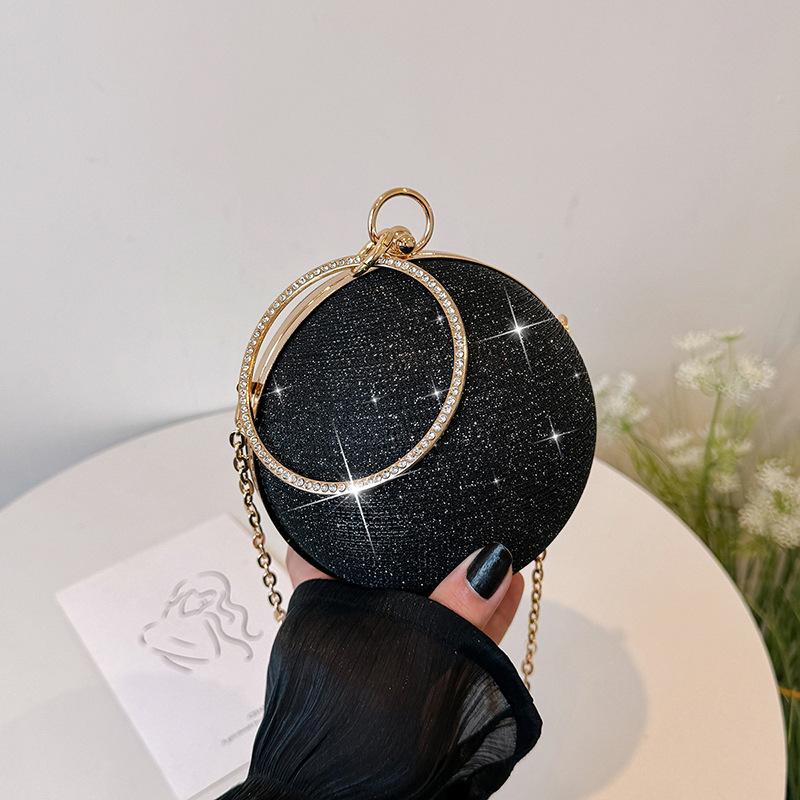 

Круглая сумка-шар из ниши, женская, новая, высокого класса, портативная, маленькая сумка-мессенджер на цепочке, сумка для ужина, мини-сумка для помады чёрный