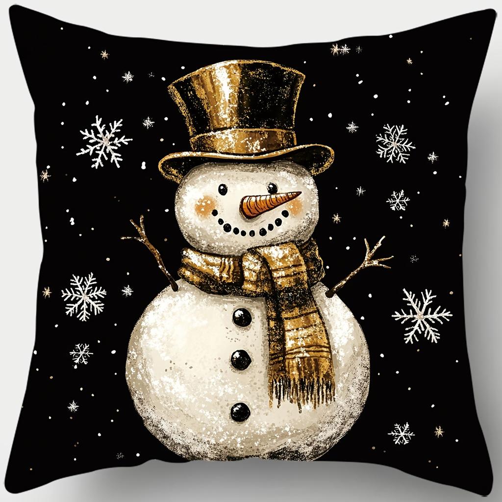 1pc/4pcs Christmas Themed Pillowcases: Snowman, Deer, Christmas Tree & Gift Designs Sofa Room Decoration Holiday Home Decoration